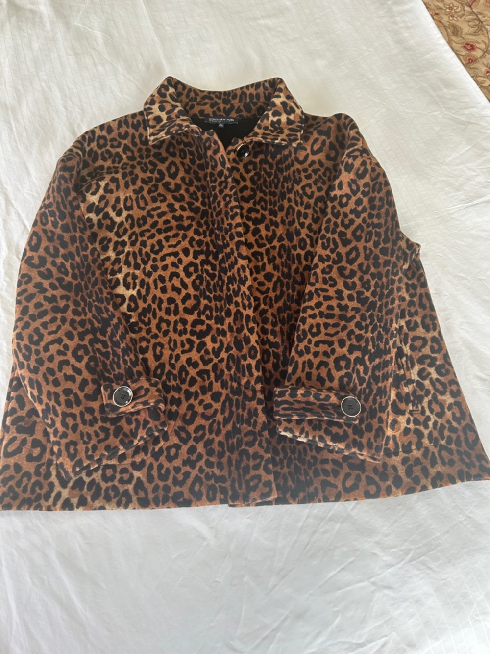 Jones New York Signature Leopard Print Wool Coat Brown Tan Women's Plus 2X - Picture 11 of 17